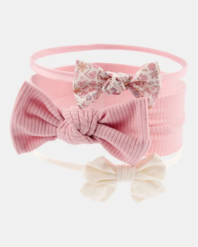 Baby Girl 3-Pack Bow Headwraps - Pink