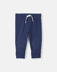 Baby Boy 2-Piece 'Little Man On a Mission' Space Long-Sleeve Bodysuit & Pant Set - Navy Blue