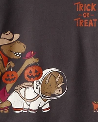 Toddler Boy Halloween Trick or Treat Dinosaur Pullover - Black