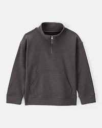 Boys Long-Sleeve Quarter-Zip Pullover Sweatshirt - Black