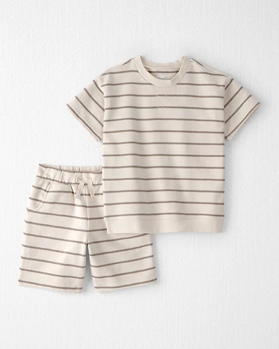 Kid 2-Piece Organic Cotton Top & Short Set in Stripes