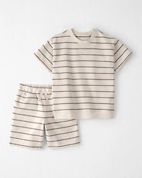 Kid 2-Piece Organic Cotton Top & Short Set in Stripes