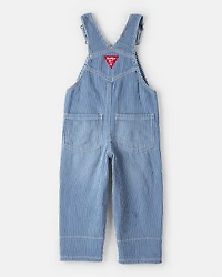 Toddler Hickory Stripe Knit-Like Denim Overalls - Blue/Ivory