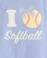 Girls 'I Love Softball' Graphic Tee - Blue