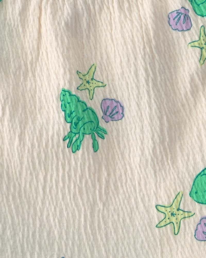 Baby Girl 2-Piece Fish Ruffle Tank Top & Short Set - Green/Ivory
