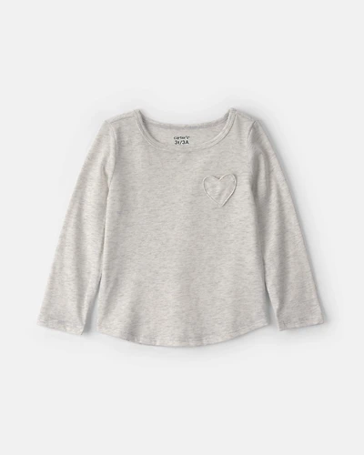 Toddler Girl Heart Long-Sleeve Top - Grey