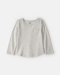 Toddler Girl Heart Long-Sleeve Top - Grey