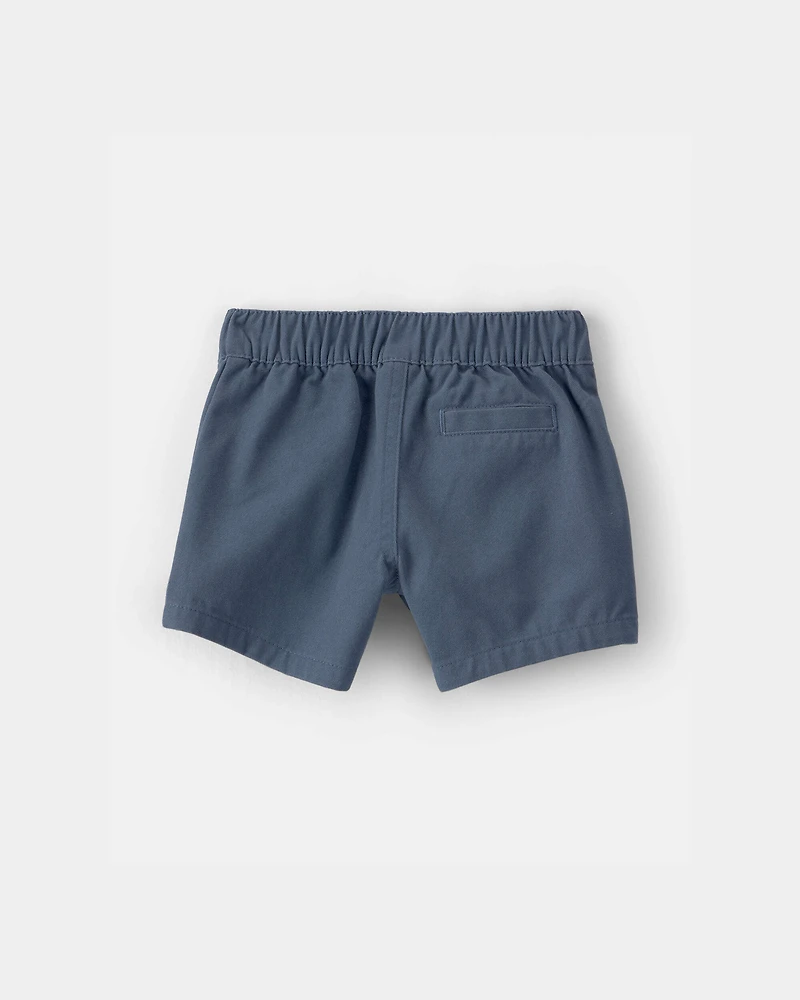 Baby Boy 2-Piece Collared Shirt & Short Set - Cream/Blue
