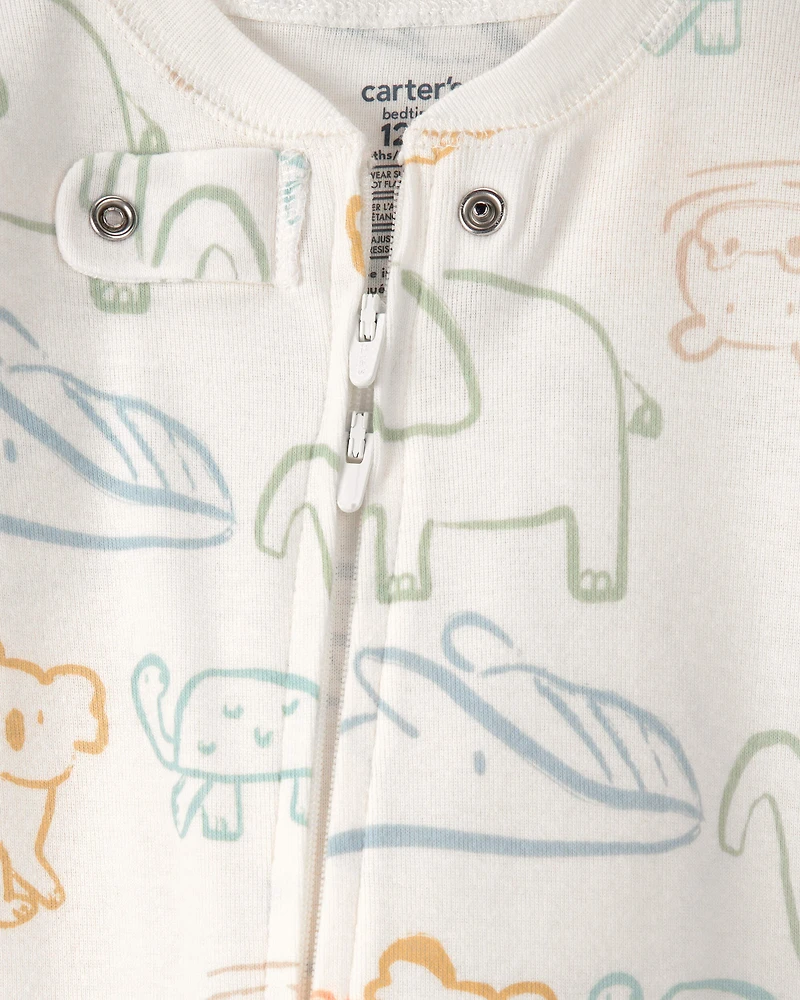 Baby Elephant 100% Cotton Snug Fit 1-Piece Pajama - Ivory