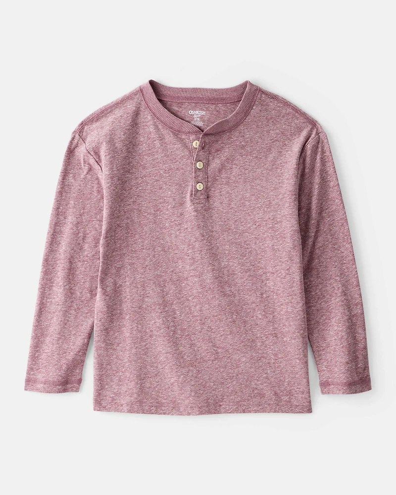 Boys Long-Sleeve Henley - Red
