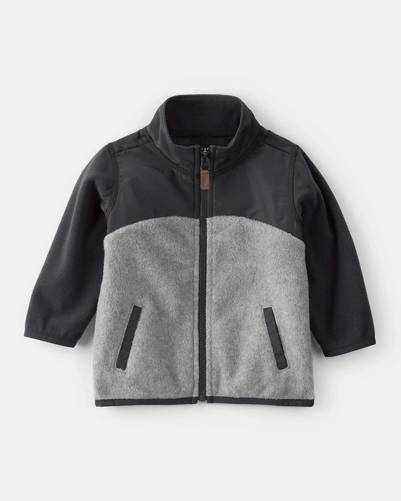 Baby Boy Long-Sleeve Zip-Up Jacket - Grey/Black