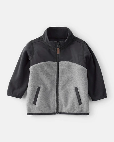 Baby Boy Long-Sleeve Zip-Up Jacket - Grey/Black