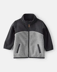 Baby Boy Long-Sleeve Zip-Up Jacket - Grey/Black