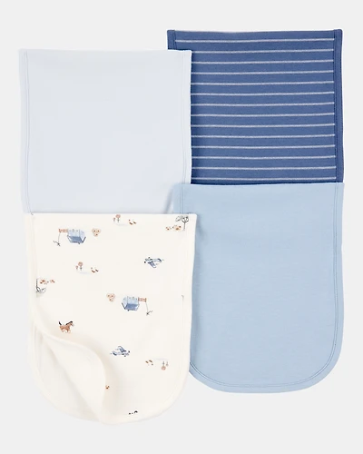 Baby 4-Pack Burp Cloths - Blue