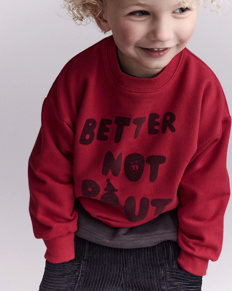 Toddler  'Better Not Pout'  Dolman-Sleeve Sweatshirt - Red