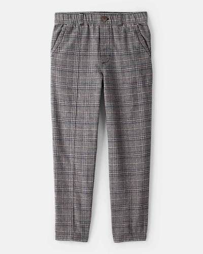 Boys Plaid Pants - Grey