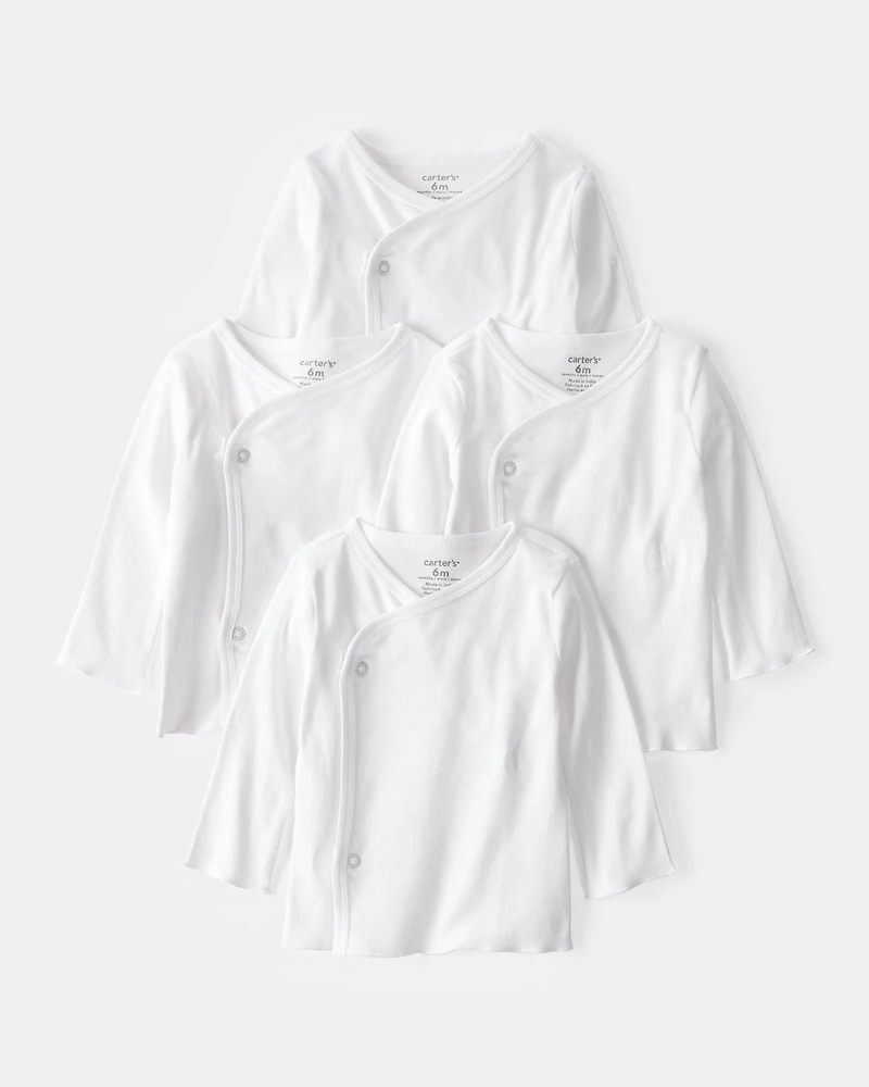 Baby 4-Pack Side-Snap Tees - White