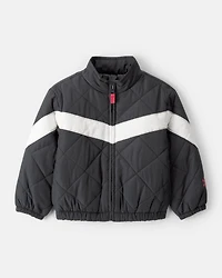 Toddler Girl Color Block Puffer Jacket - Black