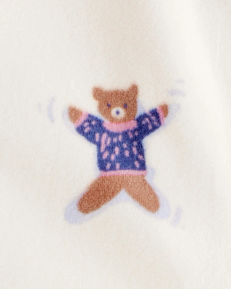 Toddler Girl Snow Animals DreamPlush Snug Fit Long-Sleeve 1-Piece Pajamas - Ivory