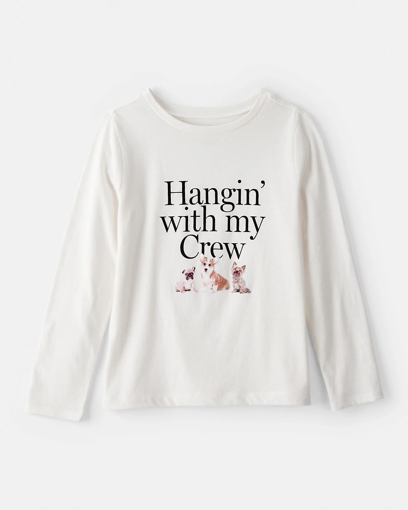 Girls Crew Long-Sleeve Graphic Tee - White