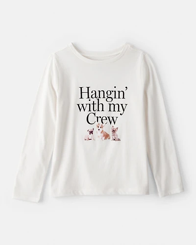Girls Crew Long-Sleeve Graphic Tee - White