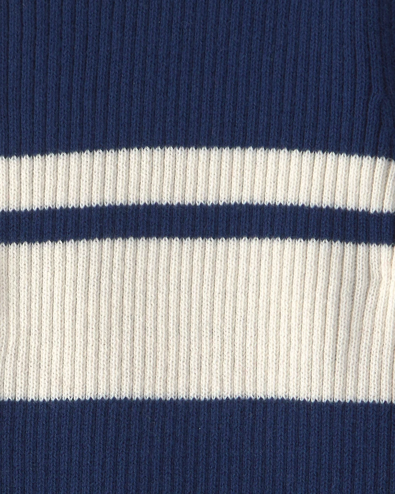Girls Striped Polo Shirt - Navy Blue