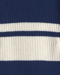 Girls Striped Polo Shirt - Navy Blue