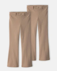 Girls 2-Pack Uniform Ponte Flare Pants - Khaki