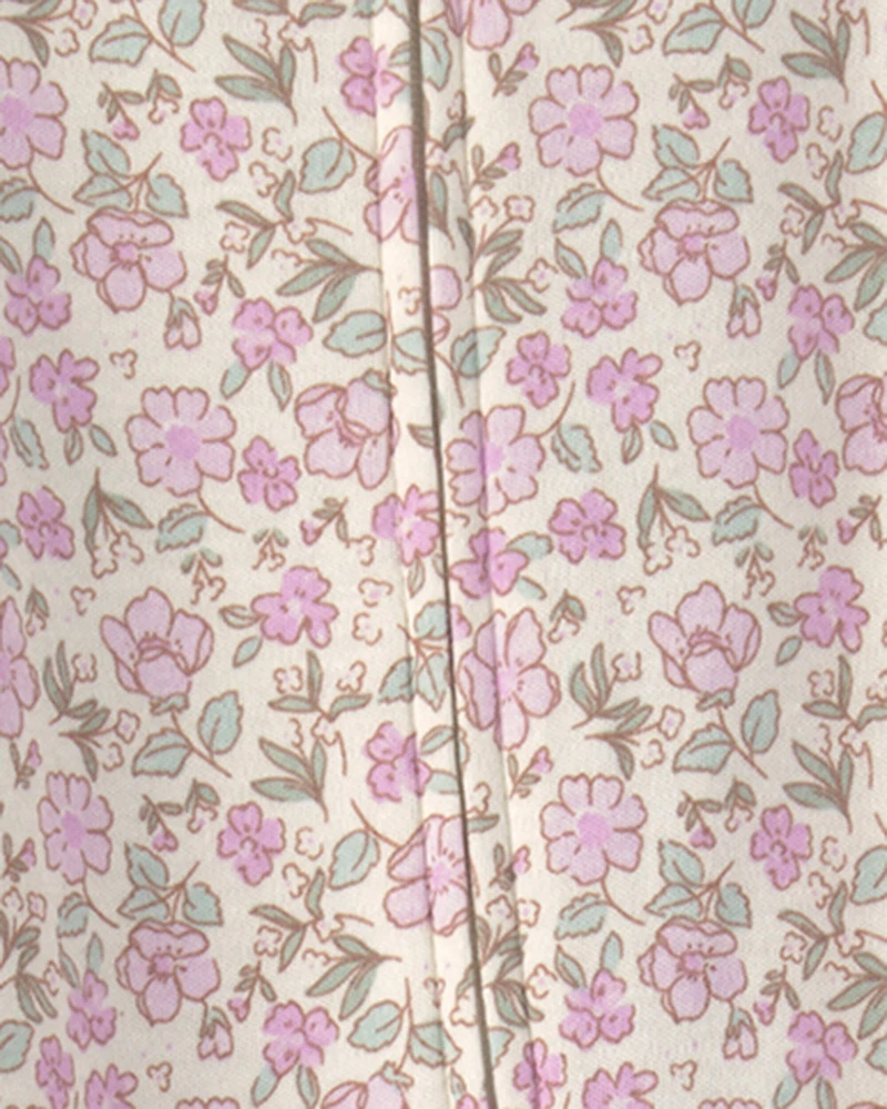 Baby Girl Floral 2-Way Zip Snug Fit Sleep & Play Pajamas - Pink/Ivory