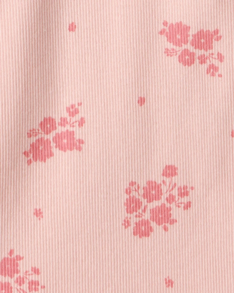 Toddler Girl Floral Cotton Ruffle Long-Sleeve Top - Pink