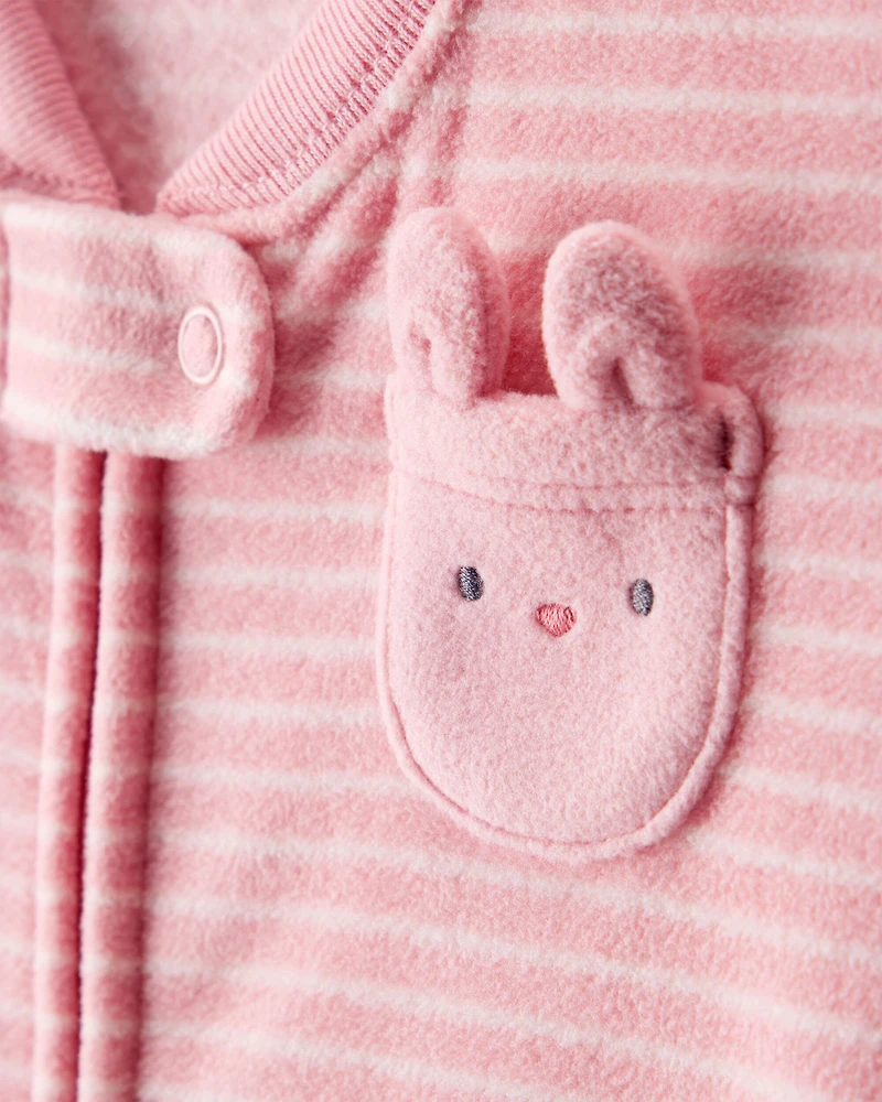 Baby Bunny Striped Long-Sleeve Wearable Blanket - Pink
