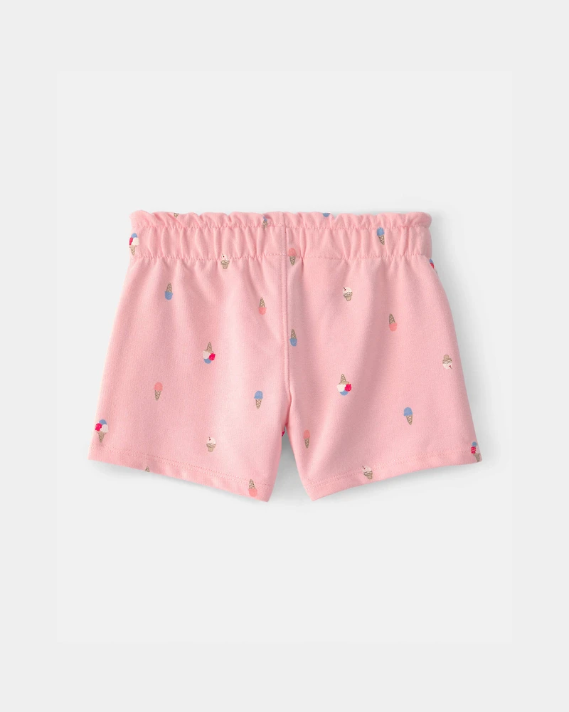 Toddler Girl Ice Cream French Terry Shorts - Pink