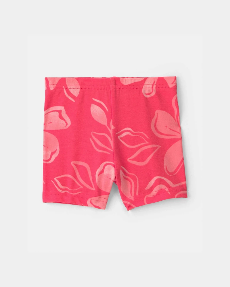 Baby Girl Floral Bike Shorts - Coral
