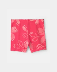 Baby Girl Floral Bike Shorts - Coral