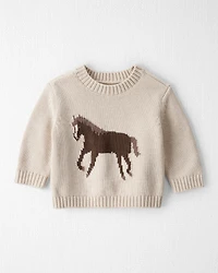 Baby Organic Cotton Horse Sweater Knit