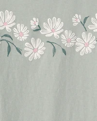 Girls Daisy Floral Short-Sleeve Graphic Tee - Green
