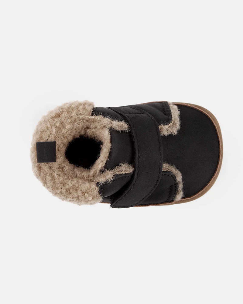 Baby Boy Sherpa Boots - Black/Brown