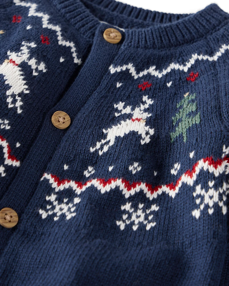 Baby Organic Cotton Fair Isle Sweater Knit Jumpsuit