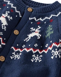 Baby Organic Cotton Fair Isle Sweater Knit Jumpsuit