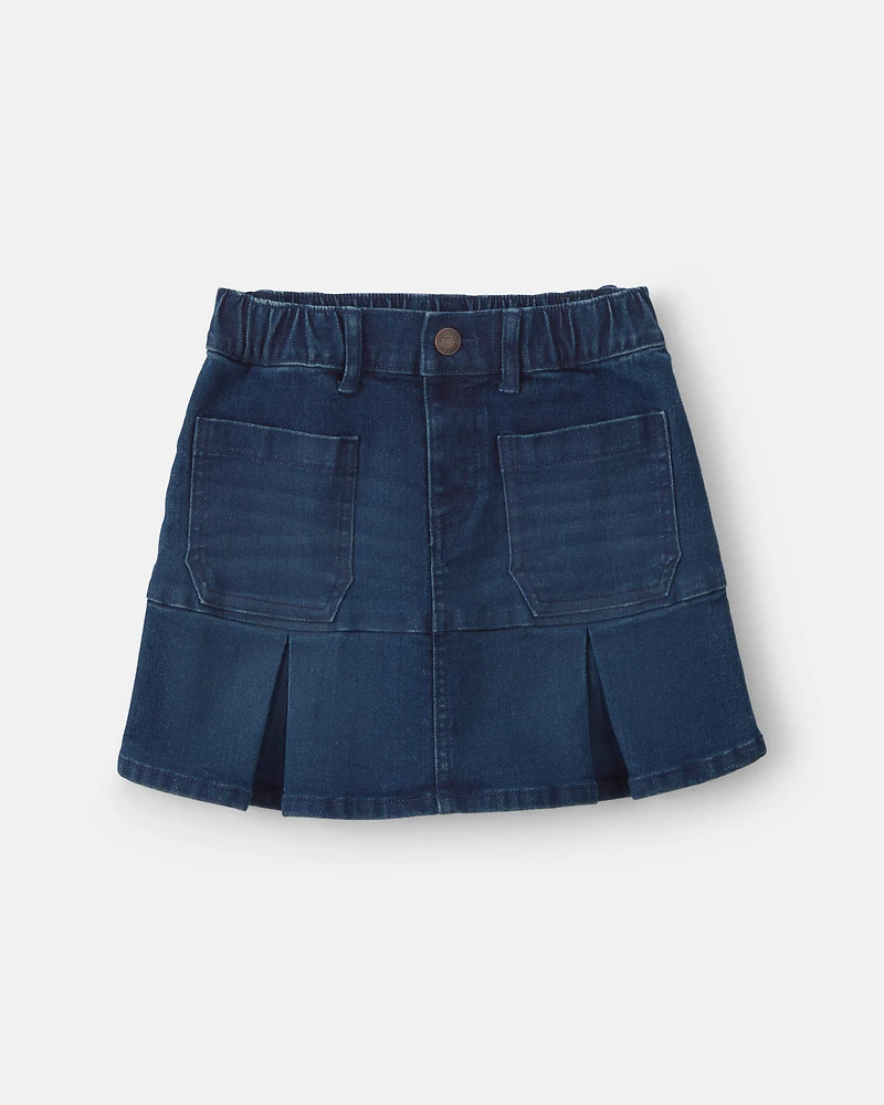 Girls Chambray Denim Skirt - Dark Wash