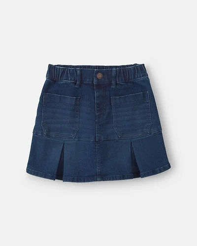 Girls Chambray Denim Skirt - Dark Wash