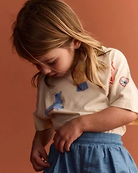 Toddler Dolman Tee in Circus Print - Cream