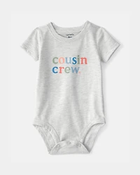Baby 'Cousin Crew' Graphic Bodysuit - Grey