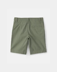 Boys Twill Flat-Front Shorts - Green