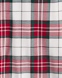 Kid Plaid Print 100% Cotton Long-Sleeve Snug Fit 2-Piece Pajamas - Red/Green