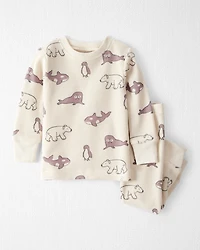 Baby Waffle Knit Pajamas Made with Organic Cotton in Artic Friends Print