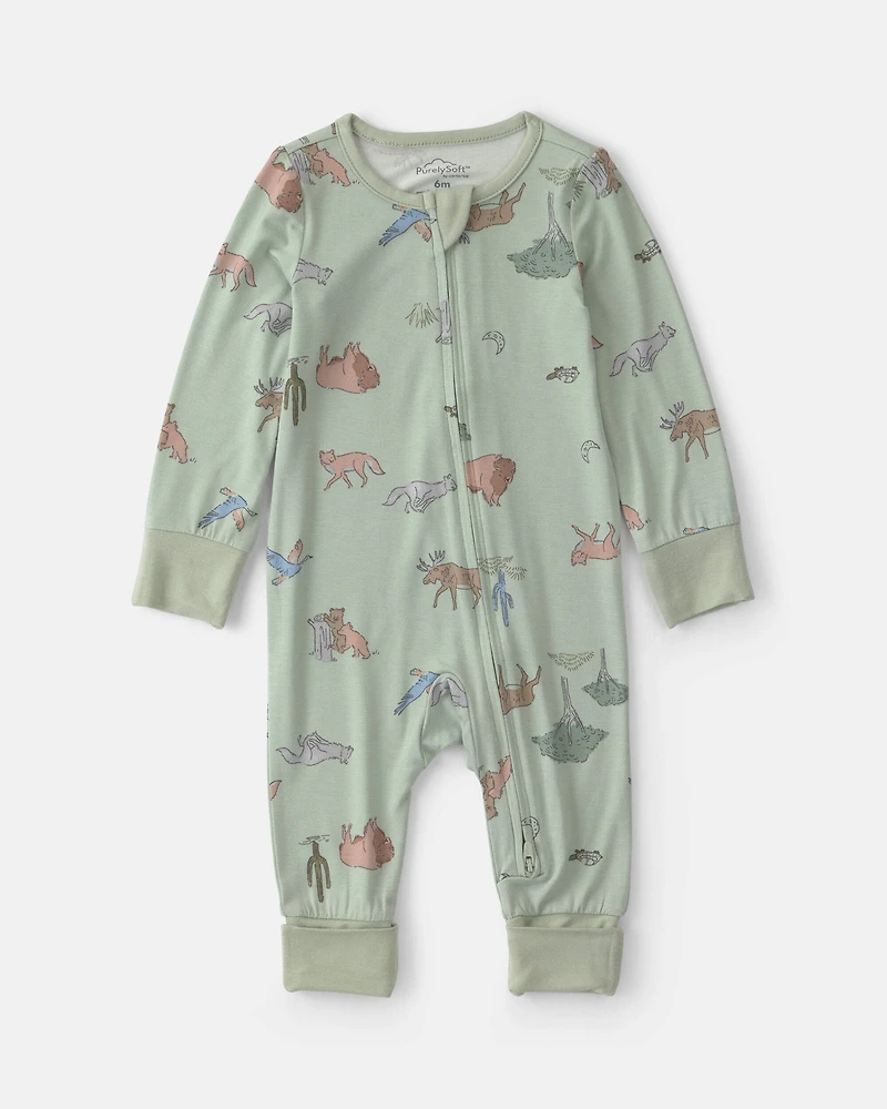 Baby Boy Desert PurelySoft™ 2-Way Zip Sleep & Play Pajamas - Green