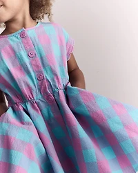 Toddler Girl Avenue Twirl™ Gingham Scalloped Dress - Purple/Blue