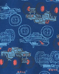 Boys 4-Piece Monster Truck 100% Cotton Snug Fit Pajama Set - Grey