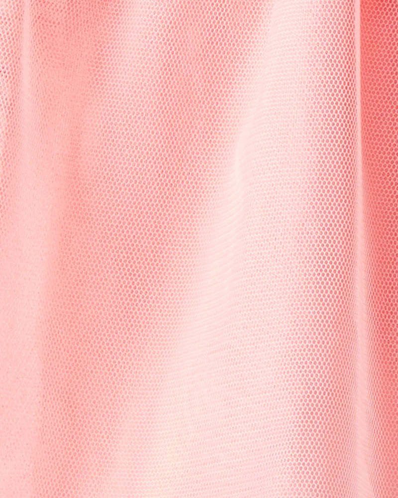Toddler Girl Bow Long-Sleeve Top & Tulle Skort Set - Pink